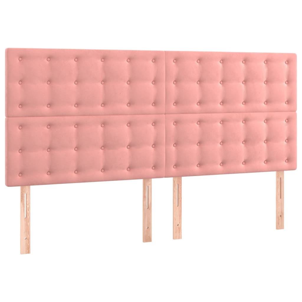 vidaXL Tăblie de pat cu LED, roz, 200x5x118/128 cm, catifea vidaXL Tăblie de pat cu LED, roz, 200x5x118/128 cm, catifea