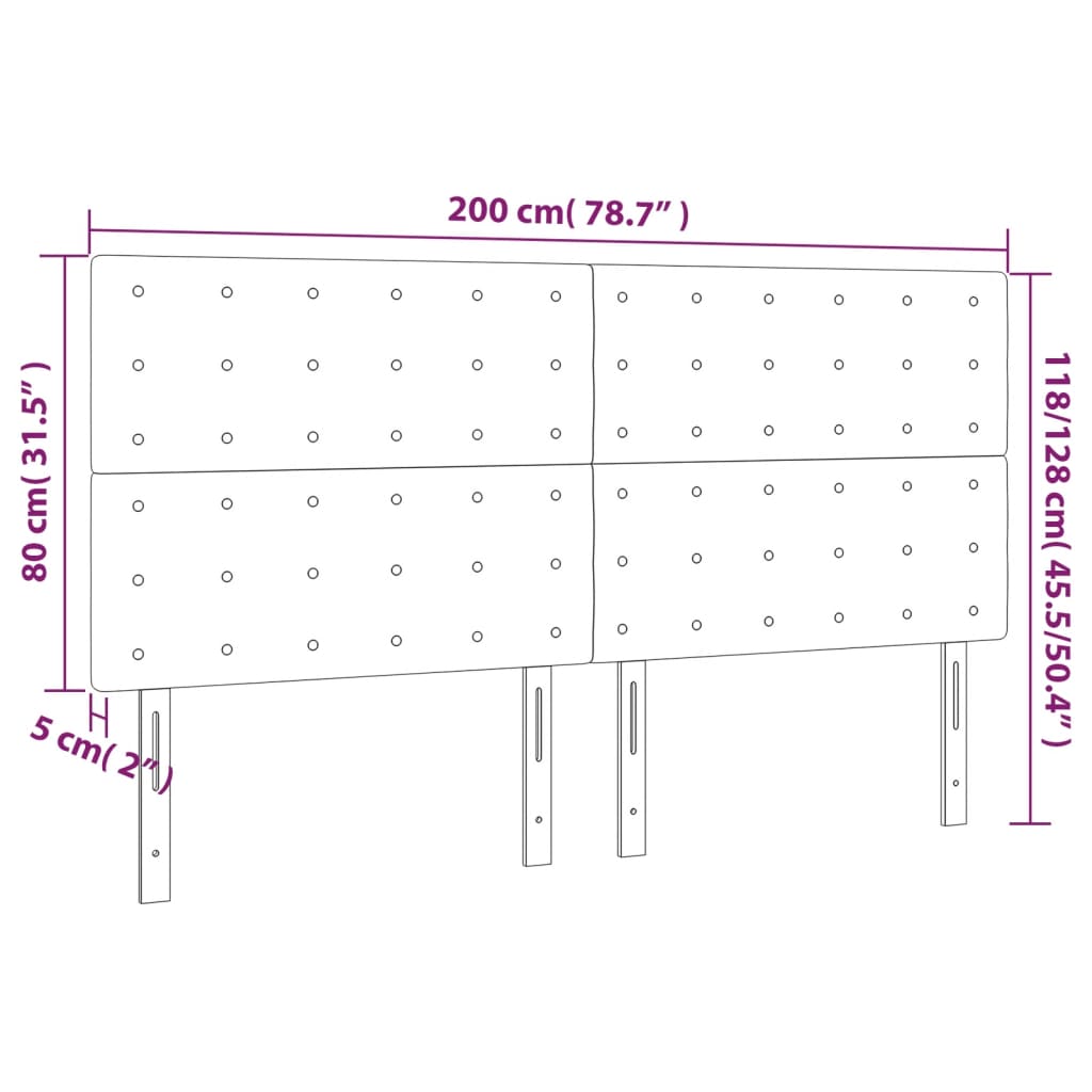 vidaXL Tăblie de pat cu LED, roz, 200x5x118/128 cm, catifea vidaXL Tăblie de pat cu LED, roz, 200x5x118/128 cm, catifea