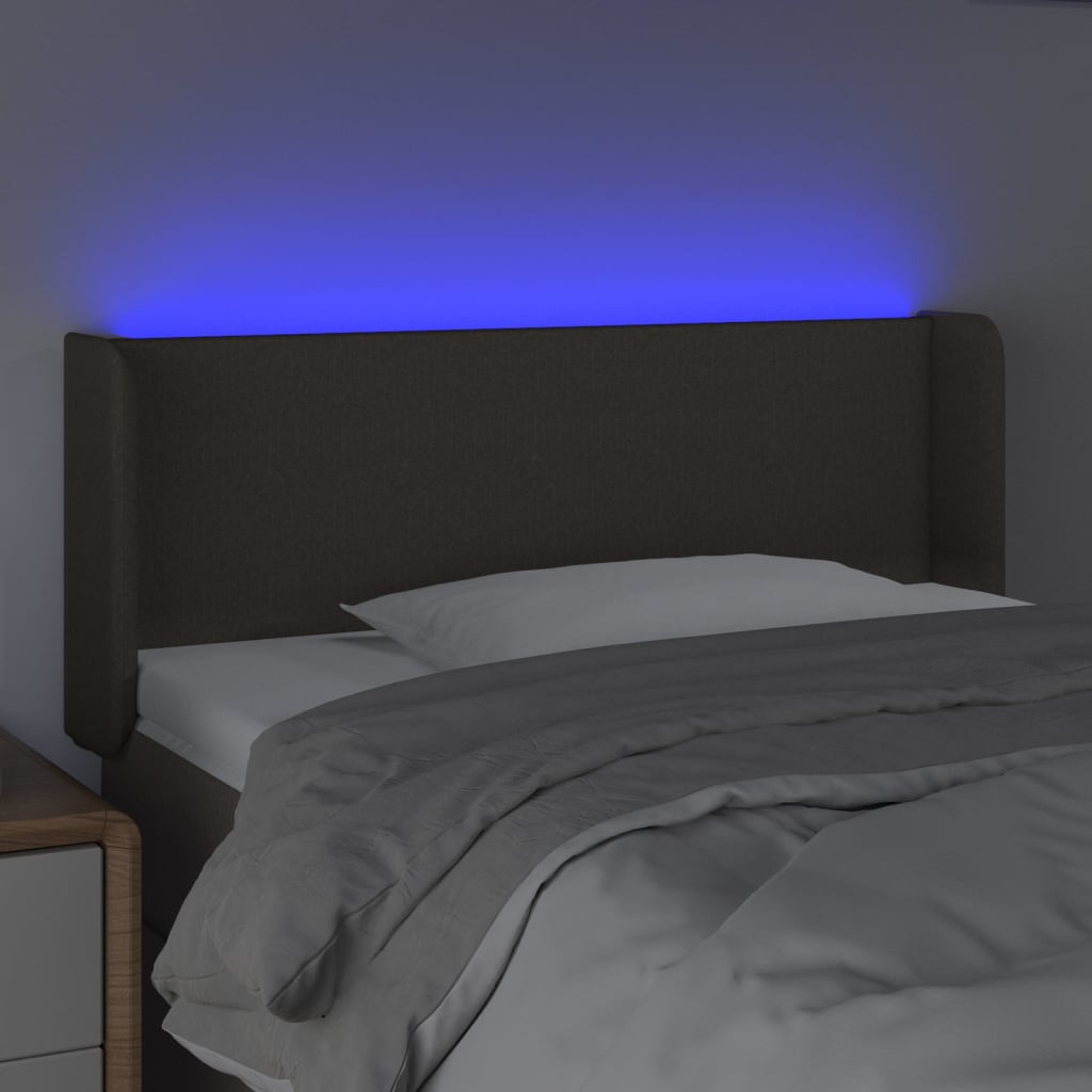 vidaXL Tăblie de pat cu LED, gri taupe, 93x16x78/88 cm, textil vidaXL Tăblie de pat cu LED, gri taupe, 93x16x78/88 cm, textil