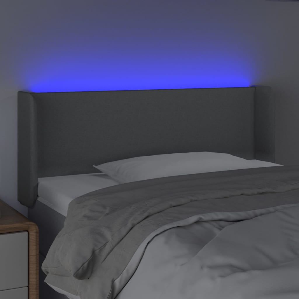 vidaXL Tăblie de pat cu LED, gri deschis, 103x16x78/88 cm, textil