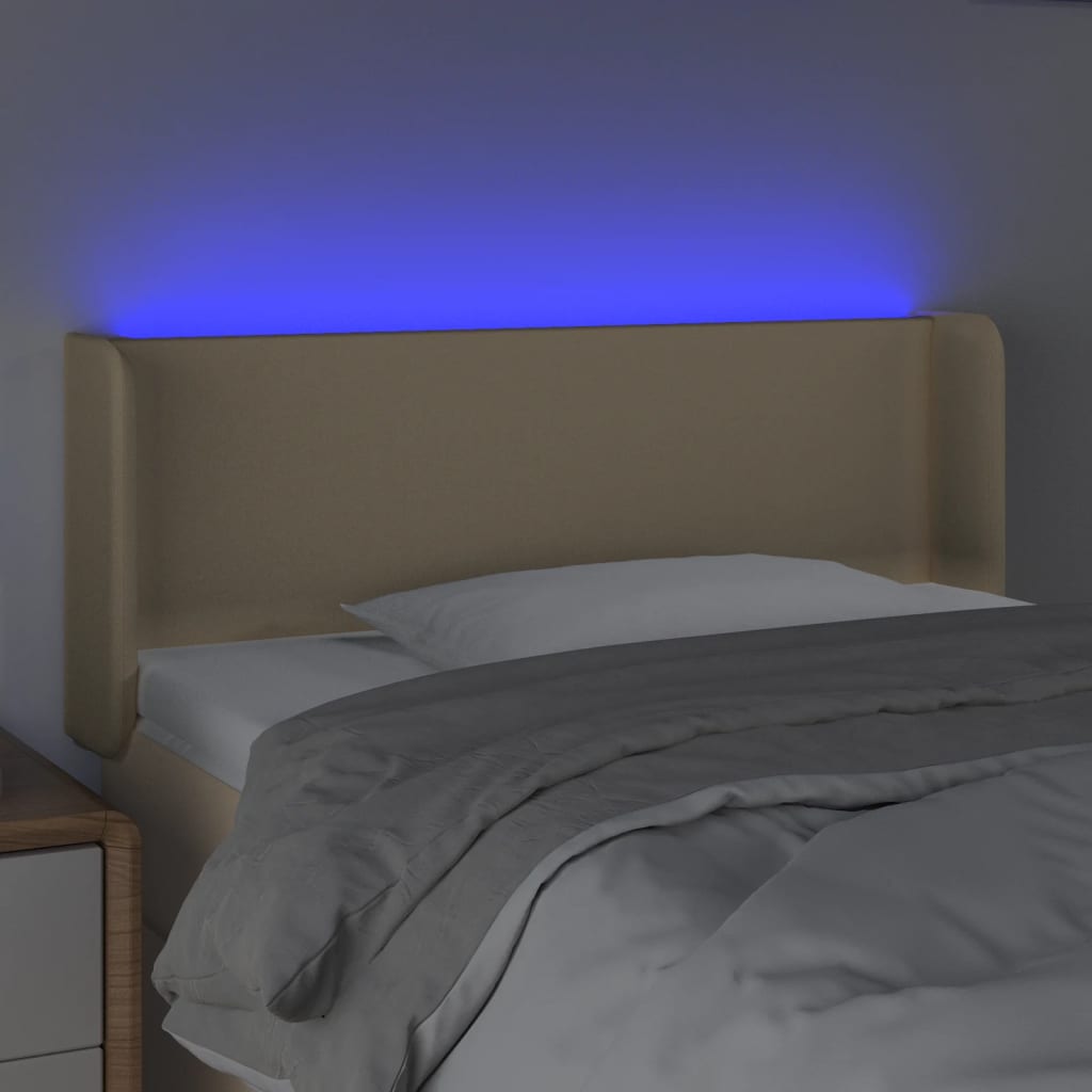 vidaXL Tăblie de pat cu LED, crem, 103x16x78/88 cm, textil vidaXL Tăblie de pat cu LED, crem, 103x16x78/88 cm, textil