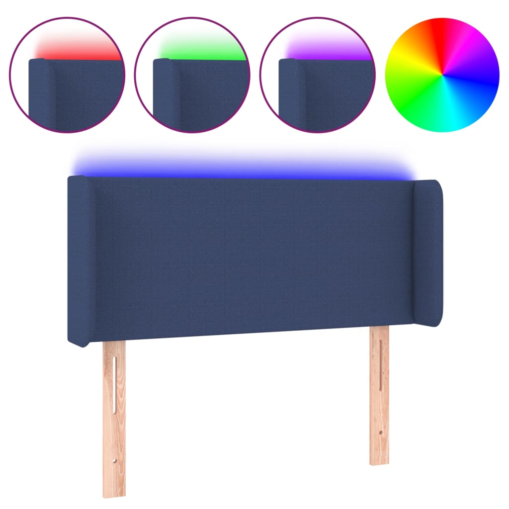 vidaXL Tăblie de pat cu LED, albastru, 103x16x78/88 cm, textil vidaXL Tăblie de pat cu LED, albastru, 103x16x78/88 cm, textil