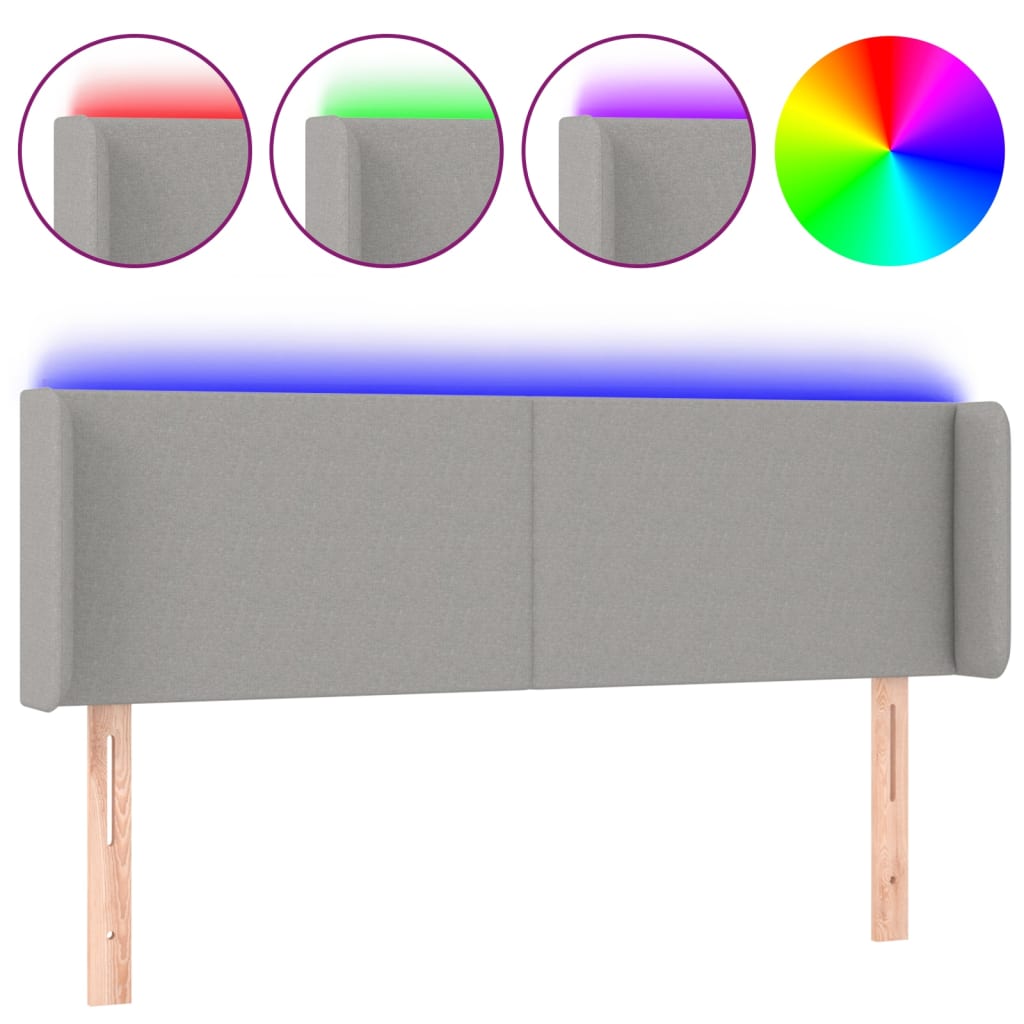 vidaXL Tăblie de pat cu LED, gri deschis, 147x16x78/88 cm, textil vidaXL Tăblie de pat cu LED, gri deschis, 147x16x78/88 cm, textil