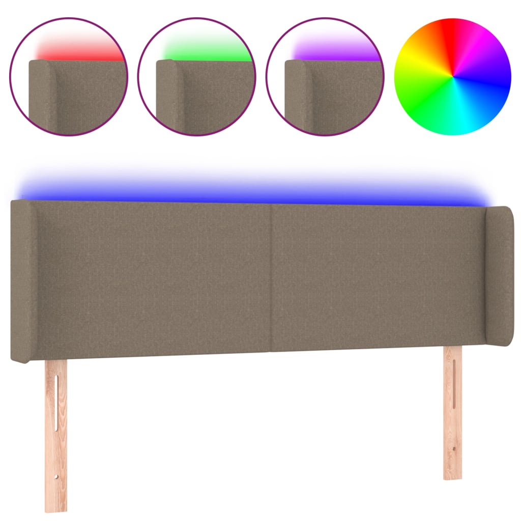 vidaXL Tăblie de pat cu LED, gri taupe, 147x16x78/88 cm, textil vidaXL Tăblie de pat cu LED, gri taupe, 147x16x78/88 cm, textil
