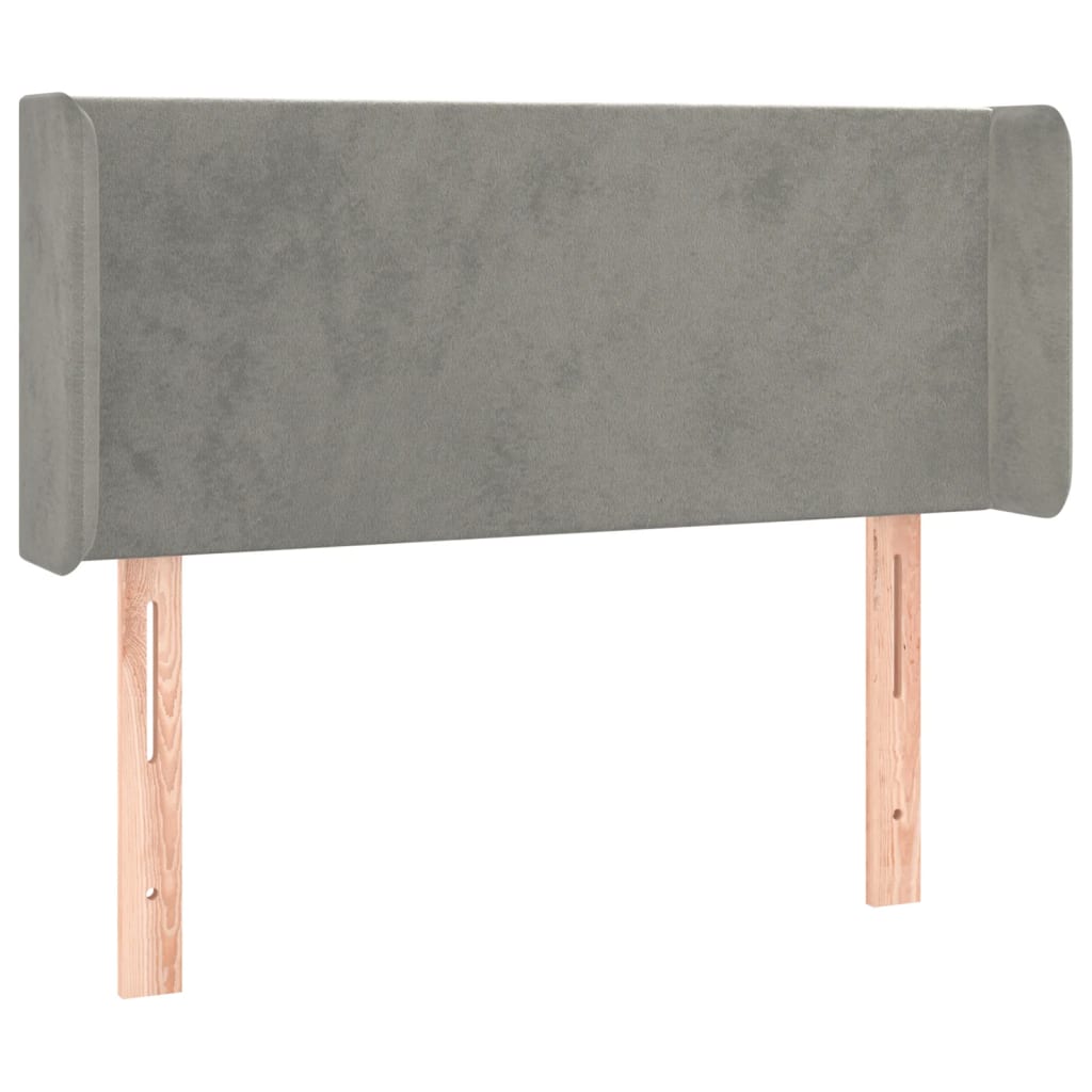 vidaXL Tăblie de pat cu LED, gri deschis, 83x16x78/88 cm, catifea vidaXL Tăblie de pat cu LED, gri deschis, 83x16x78/88 cm, catifea