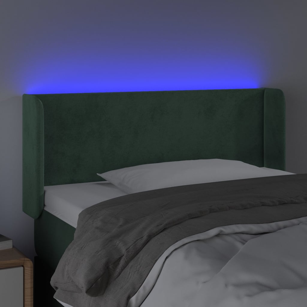 vidaXL Tăblie de pat cu LED, verde închis, 93x16x78/88 cm, catifea vidaXL Tăblie de pat cu LED, verde închis, 93x16x78/88 cm, catifea