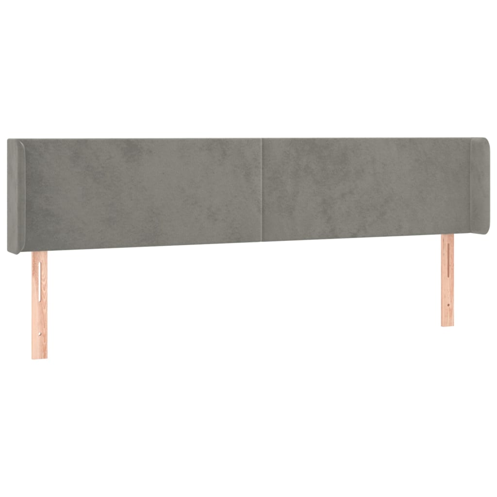 vidaXL Tăblie de pat cu LED, gri deschis, 163x16x78/88 cm, catifea vidaXL Tăblie de pat cu LED, gri deschis, 163x16x78/88 cm, catifea