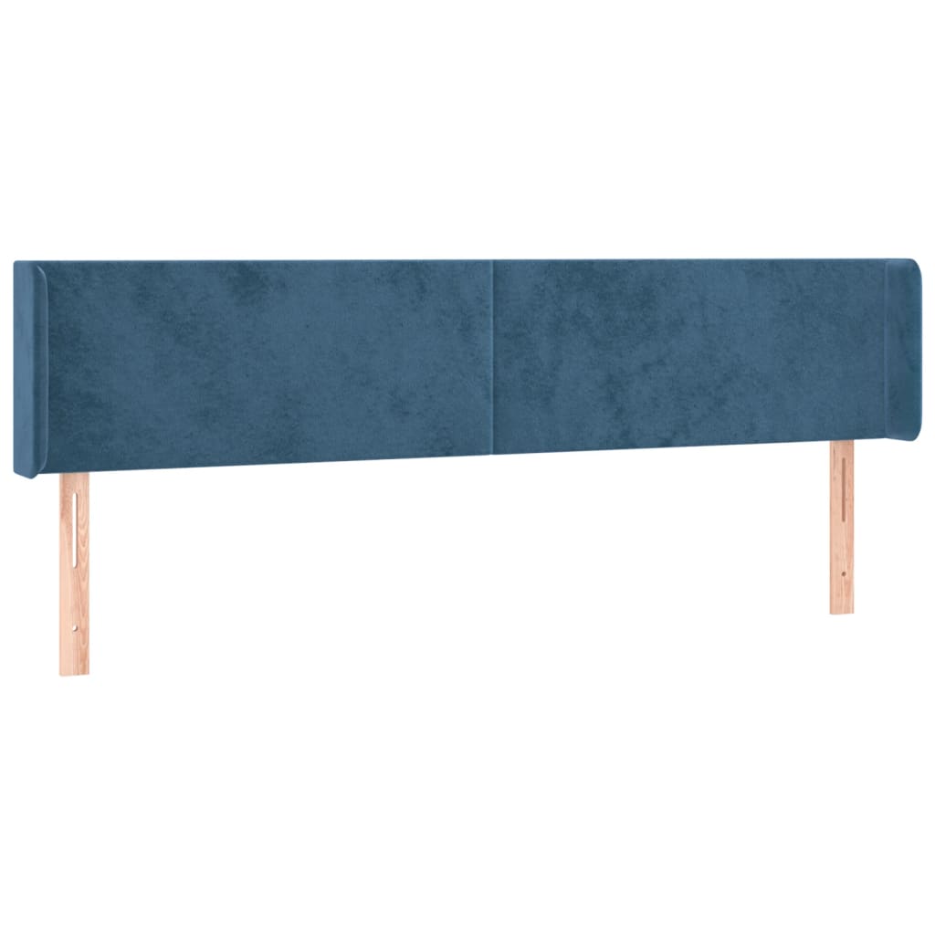 vidaXL Tăblie de pat cu LED, albastru închis, 163x16x78/88 cm, catifea