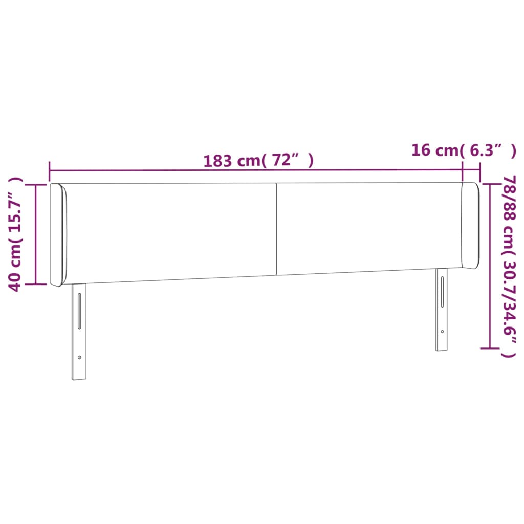 vidaXL Tăblie de pat cu LED gri închis 183x16x78/88 cm catifea vidaXL Tăblie de pat cu LED gri închis 183x16x78/88 cm catifea