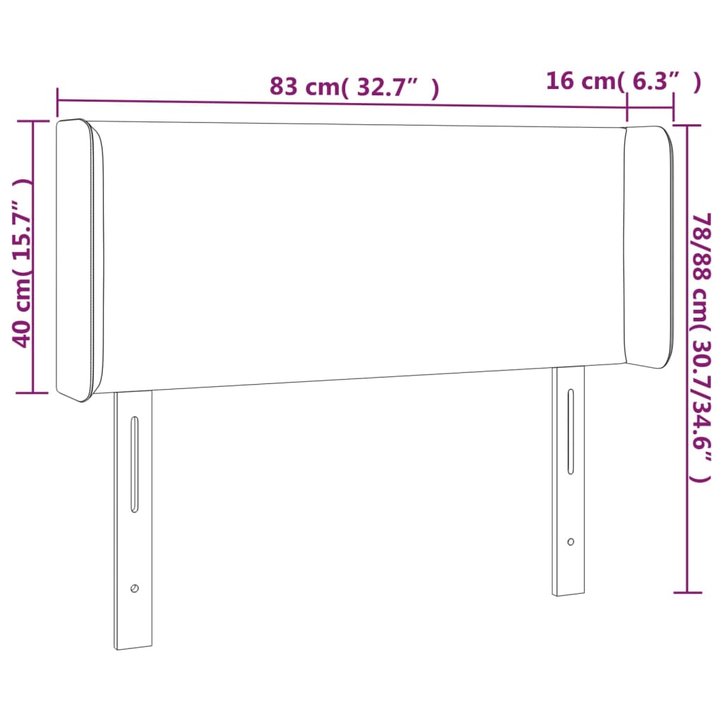 vidaXL Tăblie de pat cu LED, alb, 83x16x78/88 cm, piele ecologică