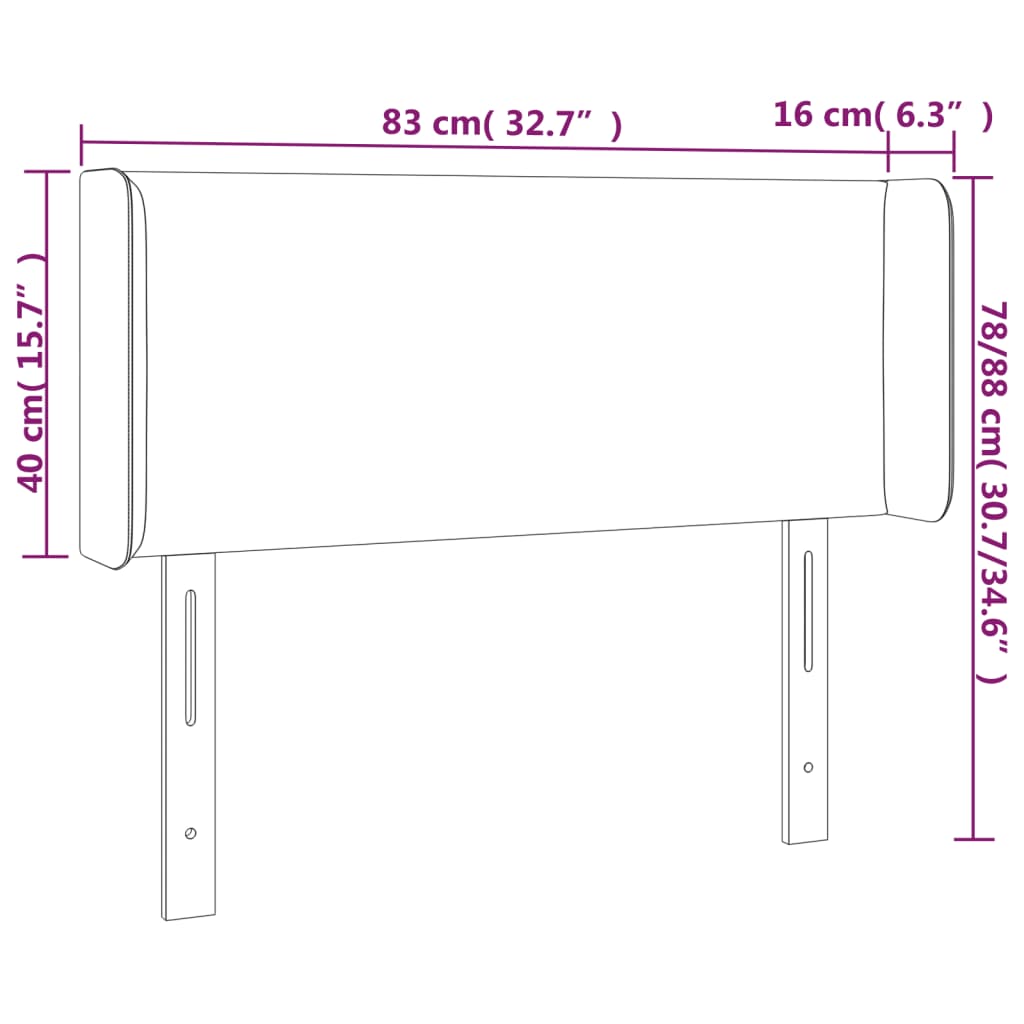 vidaXL Tăblie de pat cu LED, cappuccino 83x16x78/88 cm piele ecologică