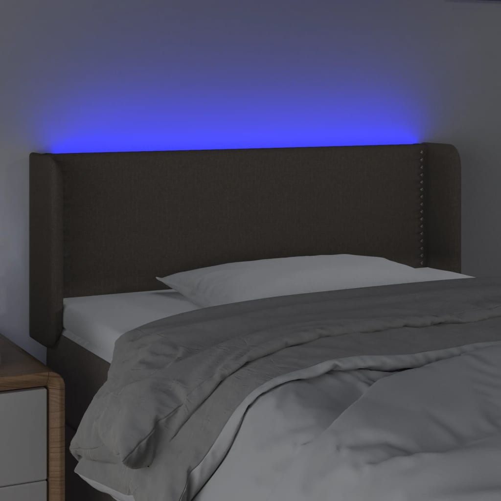 vidaXL Tăblie de pat cu LED, gri taupe, 93x16x78/88 cm, textil