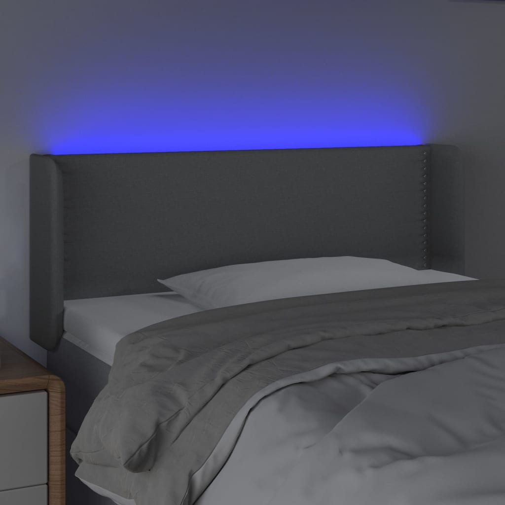 vidaXL Tăblie de pat cu LED, gri deschis, 103x16x78/88 cm, textil