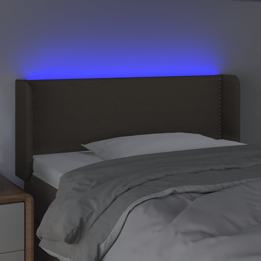 vidaXL Tăblie de pat cu LED, gri taupe, 103x16x78/88 cm, textil vidaXL Tăblie de pat cu LED, gri taupe, 103x16x78/88 cm, textil