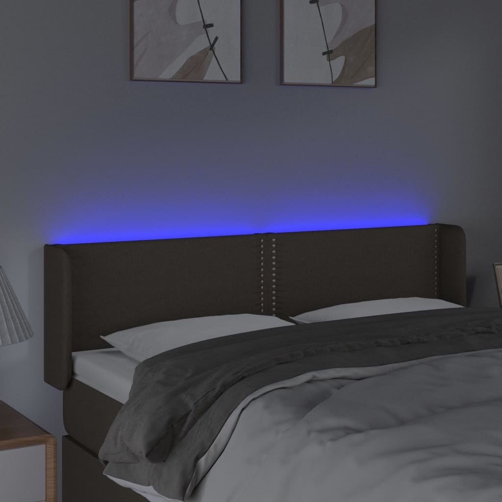 vidaXL Tăblie de pat cu LED, gri taupe, 147x16x78/88 cm, textil