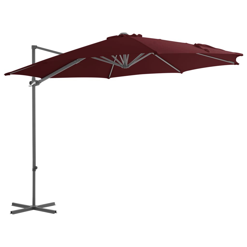 vidaXL Umbrelă în consolă cu stâlp din oțel, roșu bordo, 300 cm vidaXL Umbrelă în consolă cu stâlp din oțel, roșu bordo, 300 cm
