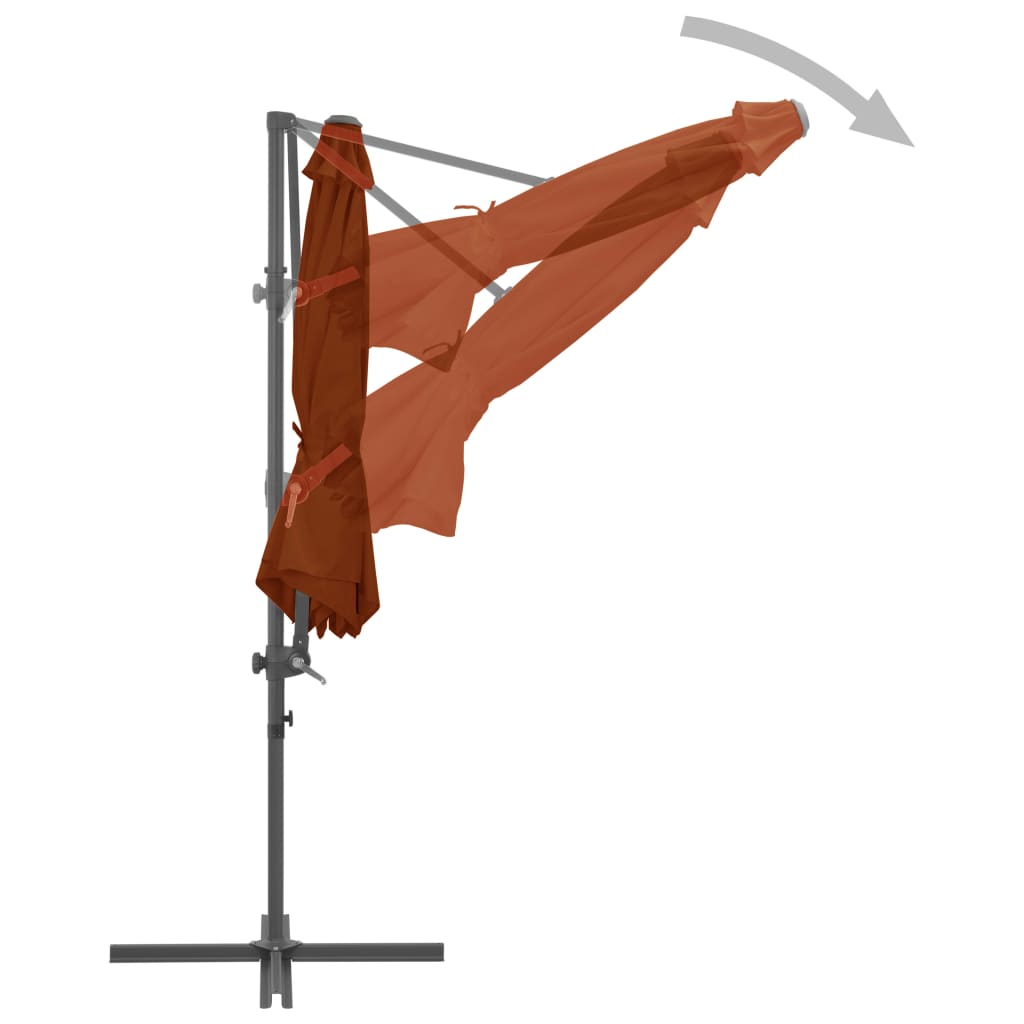 vidaXL Umbrelă în consolă cu stâlp din oțel, cărămiziu, 300 cm vidaXL Umbrelă în consolă cu stâlp din oțel, cărămiziu, 300 cm