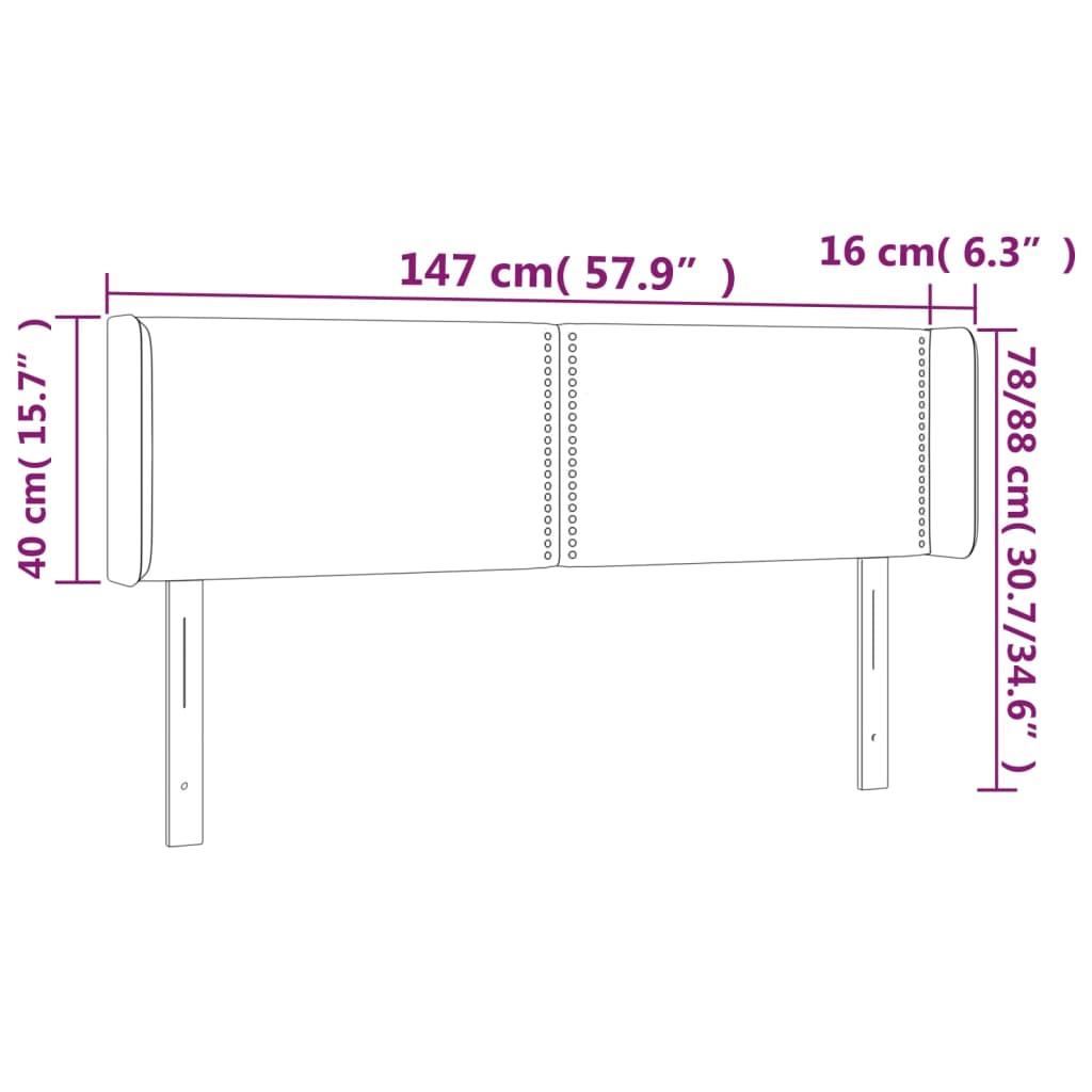 vidaXL Tăblie de pat cu LED, albastru închis, 147x16x78/88 cm, catifea