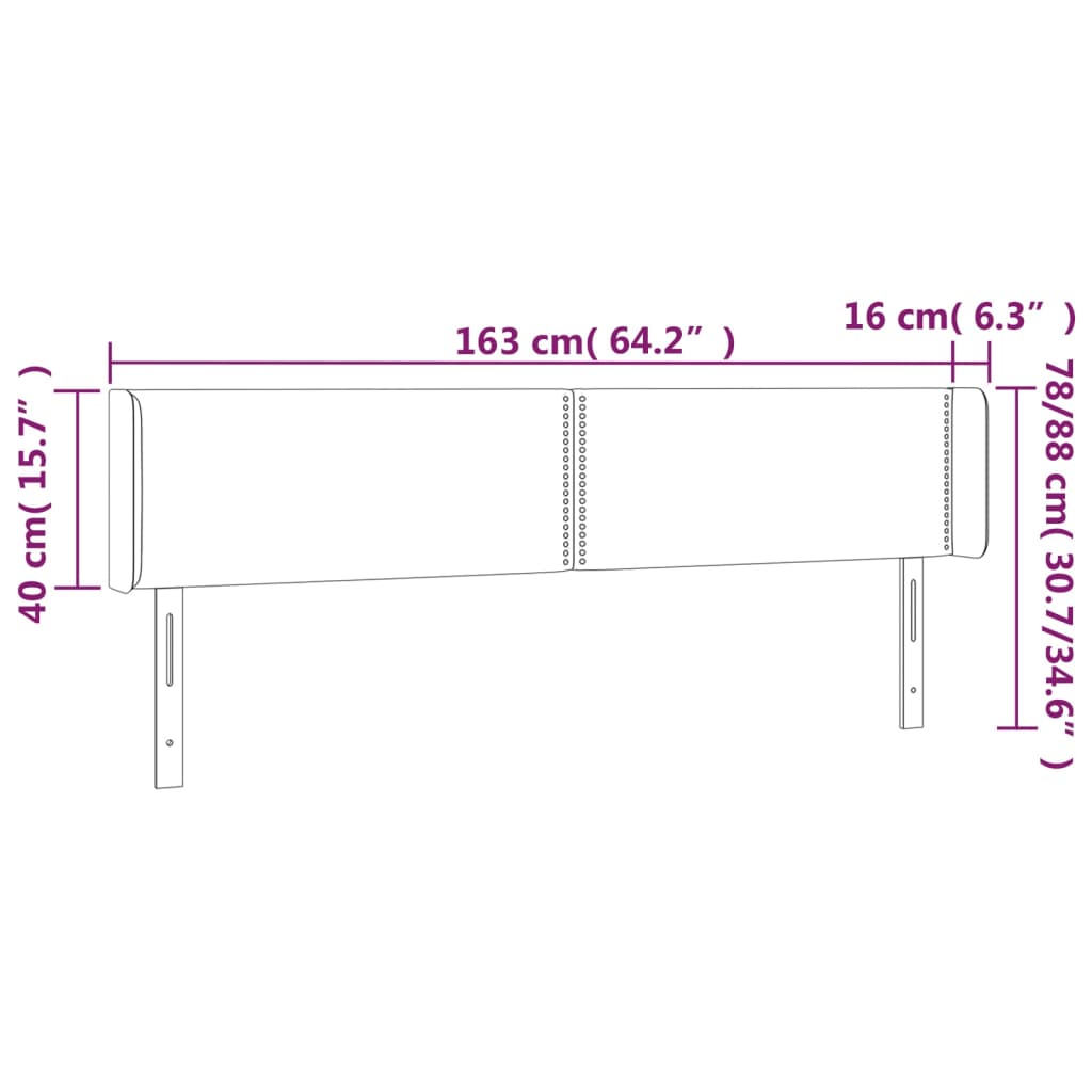 vidaXL Tăblie de pat cu LED, albastru închis, 163x16x78/88 cm, catifea