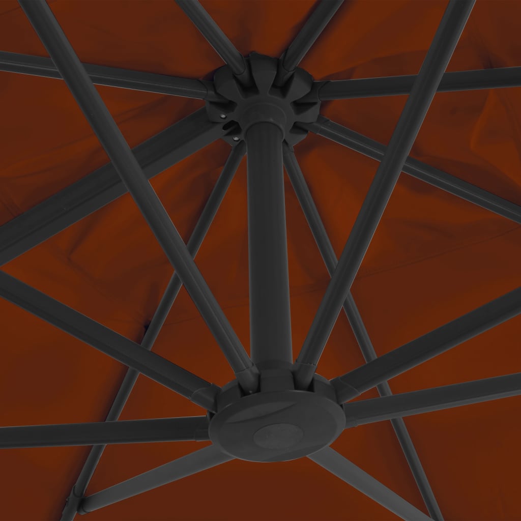 vidaXL Umbrelă în consolă cu stâlp din aluminiu, cărămiziu, 300x300 cm vidaXL Umbrelă în consolă cu stâlp din aluminiu, cărămiziu, 300x300 cm