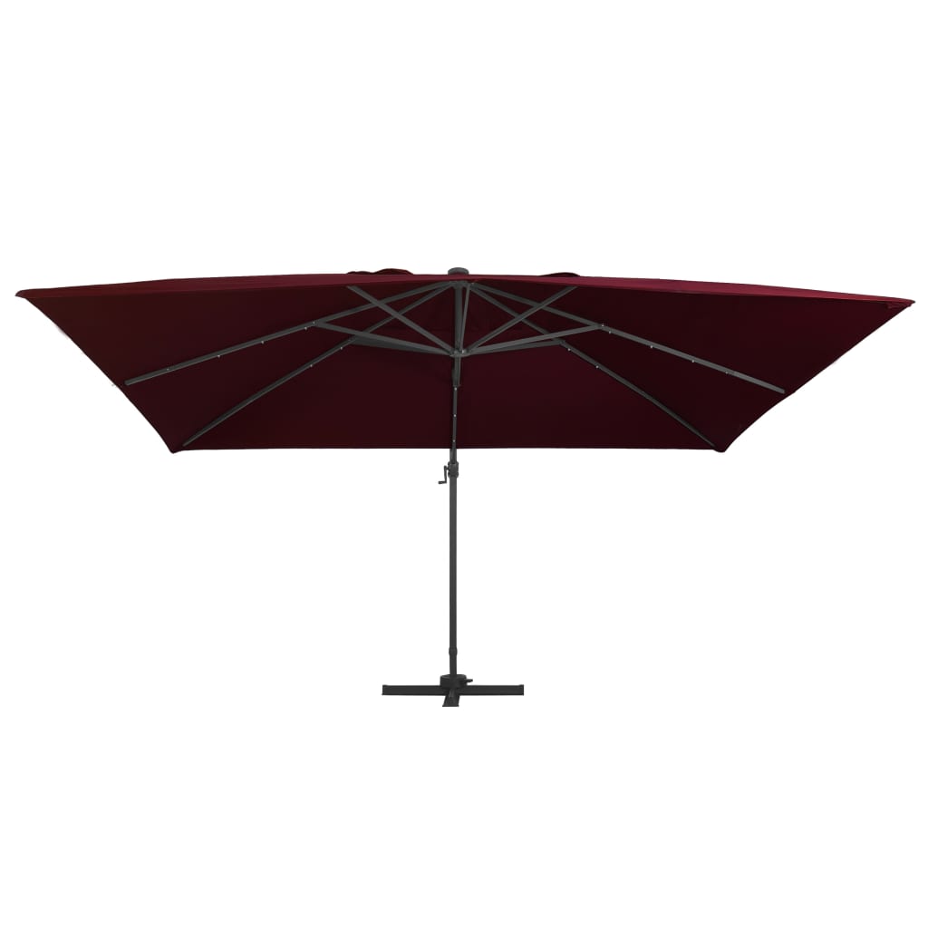 vidaXL Umbrelă în consolă de grădină cu LED-uri, roșu bordo 400x300 cm vidaXL Umbrelă în consolă de grădină cu LED-uri, roșu bordo 400x300 cm