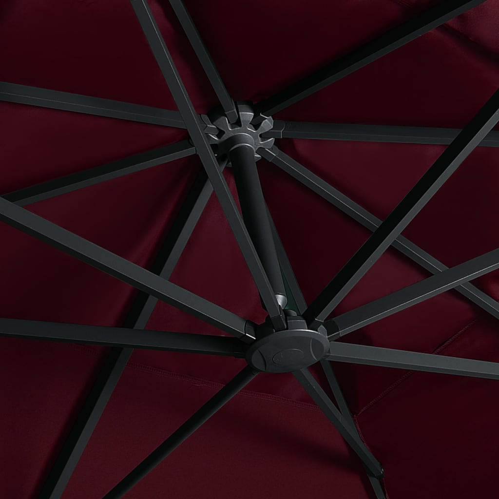 vidaXL Umbrelă în consolă de grădină cu LED-uri, roșu bordo 400x300 cm vidaXL Umbrelă în consolă de grădină cu LED-uri, roșu bordo 400x300 cm
