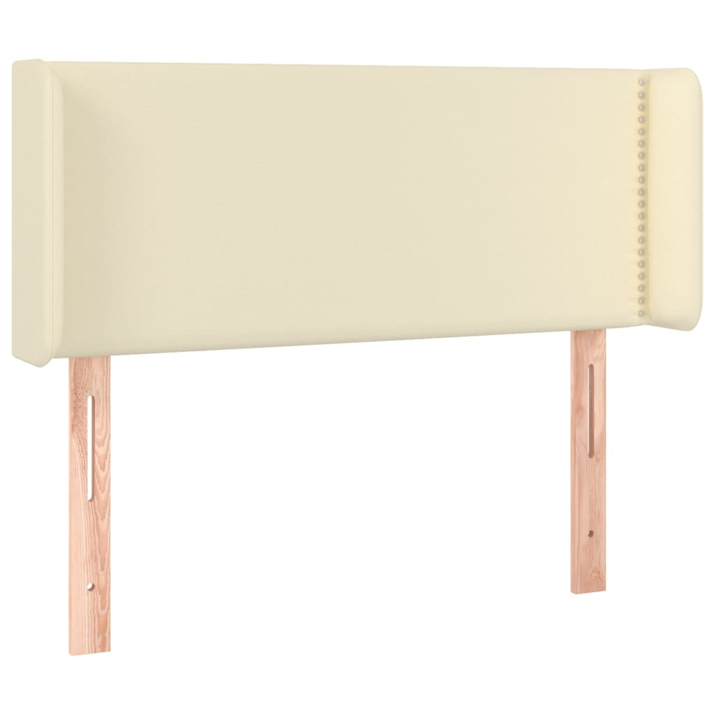 vidaXL Tăblie de pat cu LED, crem, 103x16x78/88 cm, piele ecologică