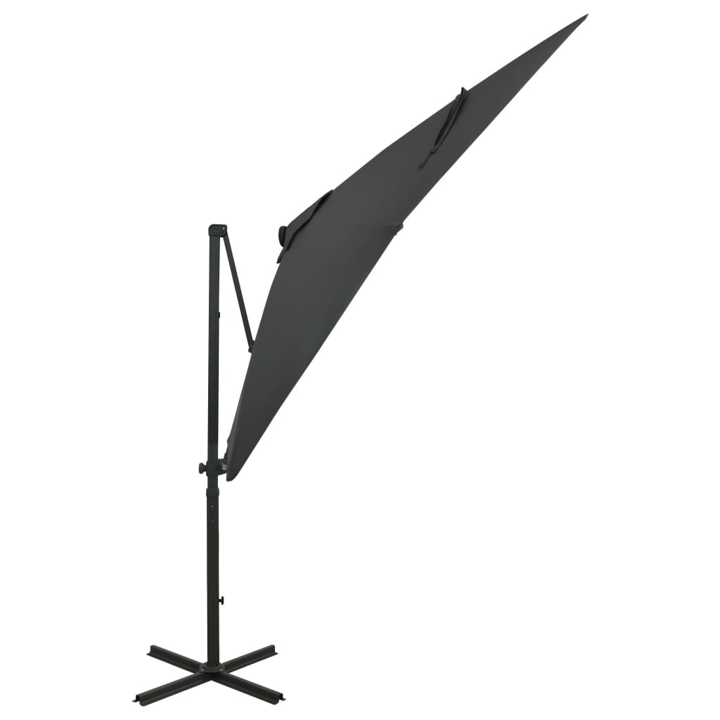 vidaXL Umbrelă în consolă cu stâlp și LED-uri, antracit, 250 cm