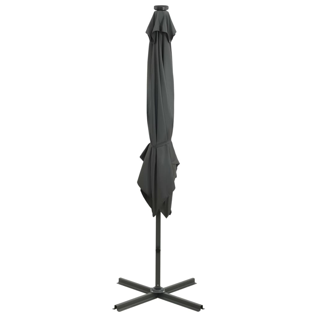 vidaXL Umbrelă în consolă cu stâlp și LED-uri, antracit, 250 cm