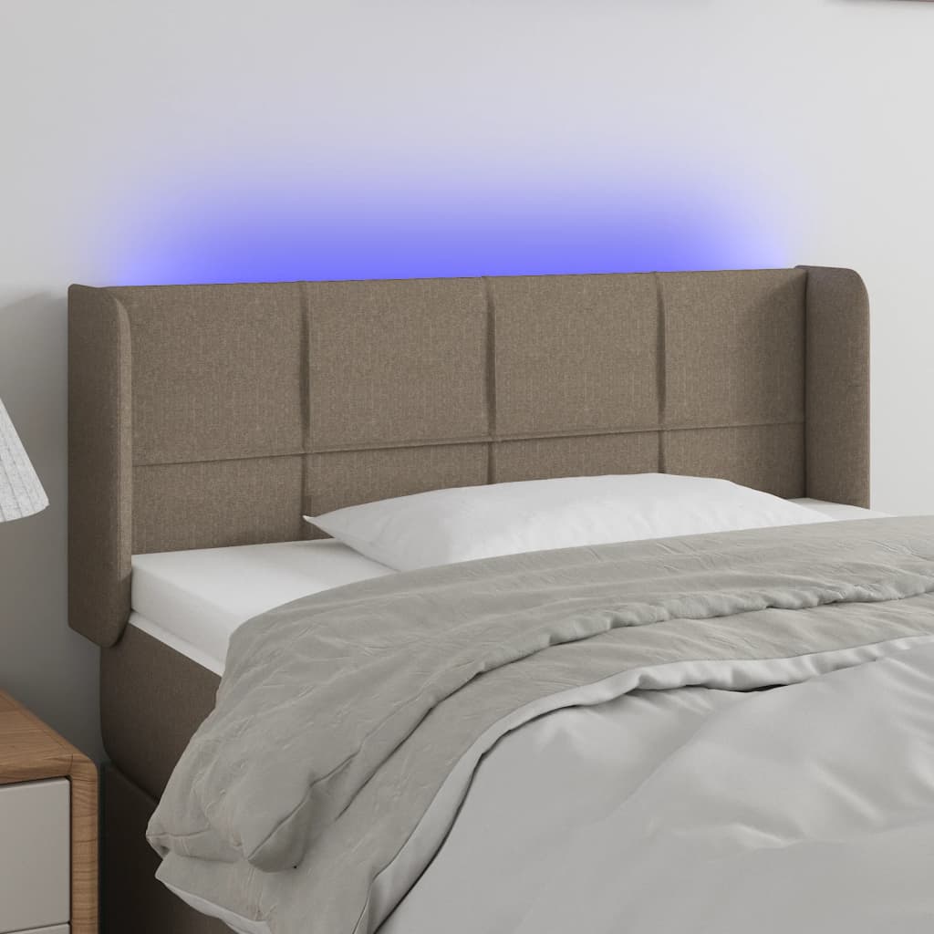 vidaXL Tăblie de pat cu LED, gri taupe, 93x16x78/88 cm, textil vidaXL Tăblie de pat cu LED, gri taupe, 93x16x78/88 cm, textil