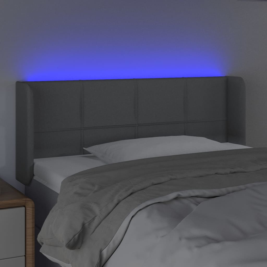 vidaXL Tăblie de pat cu LED, gri deschis, 103x16x78/88 cm, textil vidaXL Tăblie de pat cu LED, gri deschis, 103x16x78/88 cm, textil