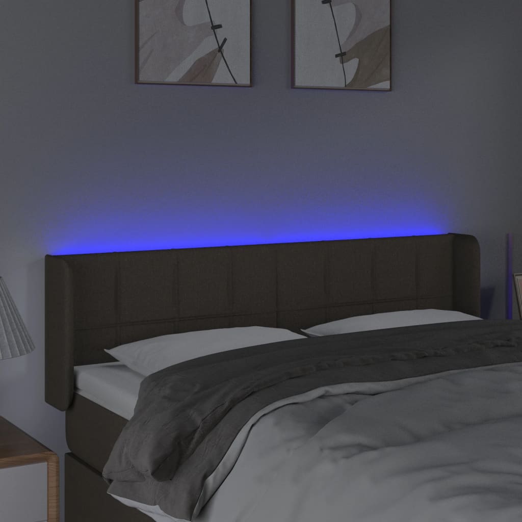 vidaXL Tăblie de pat cu LED, gri taupe, 147x16x78/88 cm, textil vidaXL Tăblie de pat cu LED, gri taupe, 147x16x78/88 cm, textil