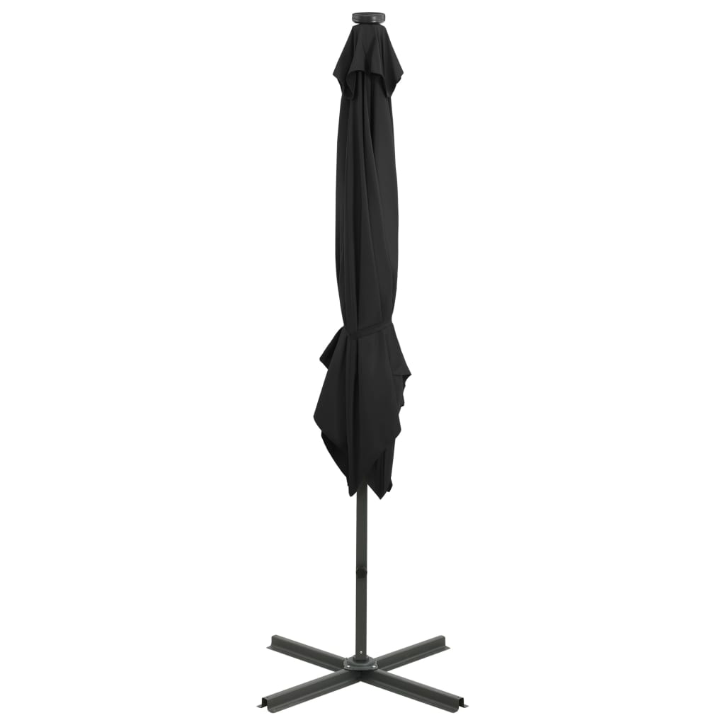 vidaXL Umbrelă în consolă cu stâlp și LED-uri, negru, 250 cm
