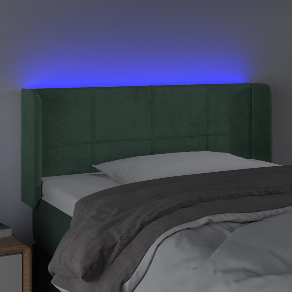 vidaXL Tăblie de pat cu LED, verde închis, 83x16x78/88 cm, catifea vidaXL Tăblie de pat cu LED, verde închis, 83x16x78/88 cm, catifea