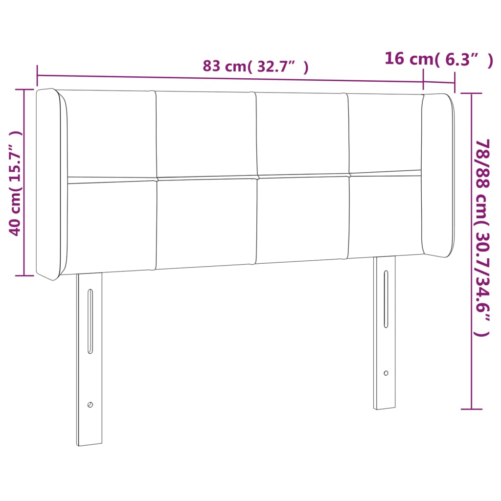 vidaXL Tăblie de pat cu LED, roz, 83x16x78/88 cm, catifea