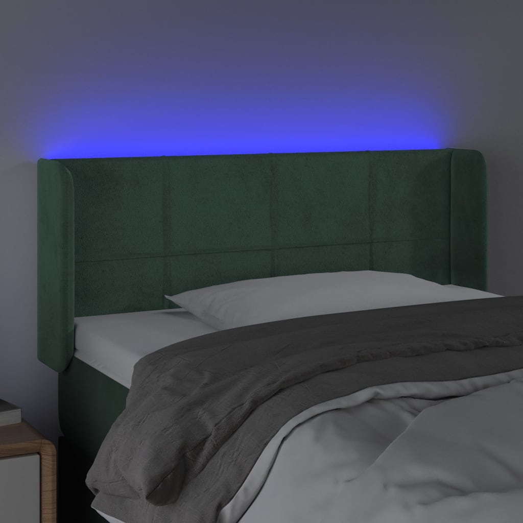 vidaXL Tăblie de pat cu LED, verde închis, 93x16x78/88 cm, catifea vidaXL Tăblie de pat cu LED, verde închis, 93x16x78/88 cm, catifea