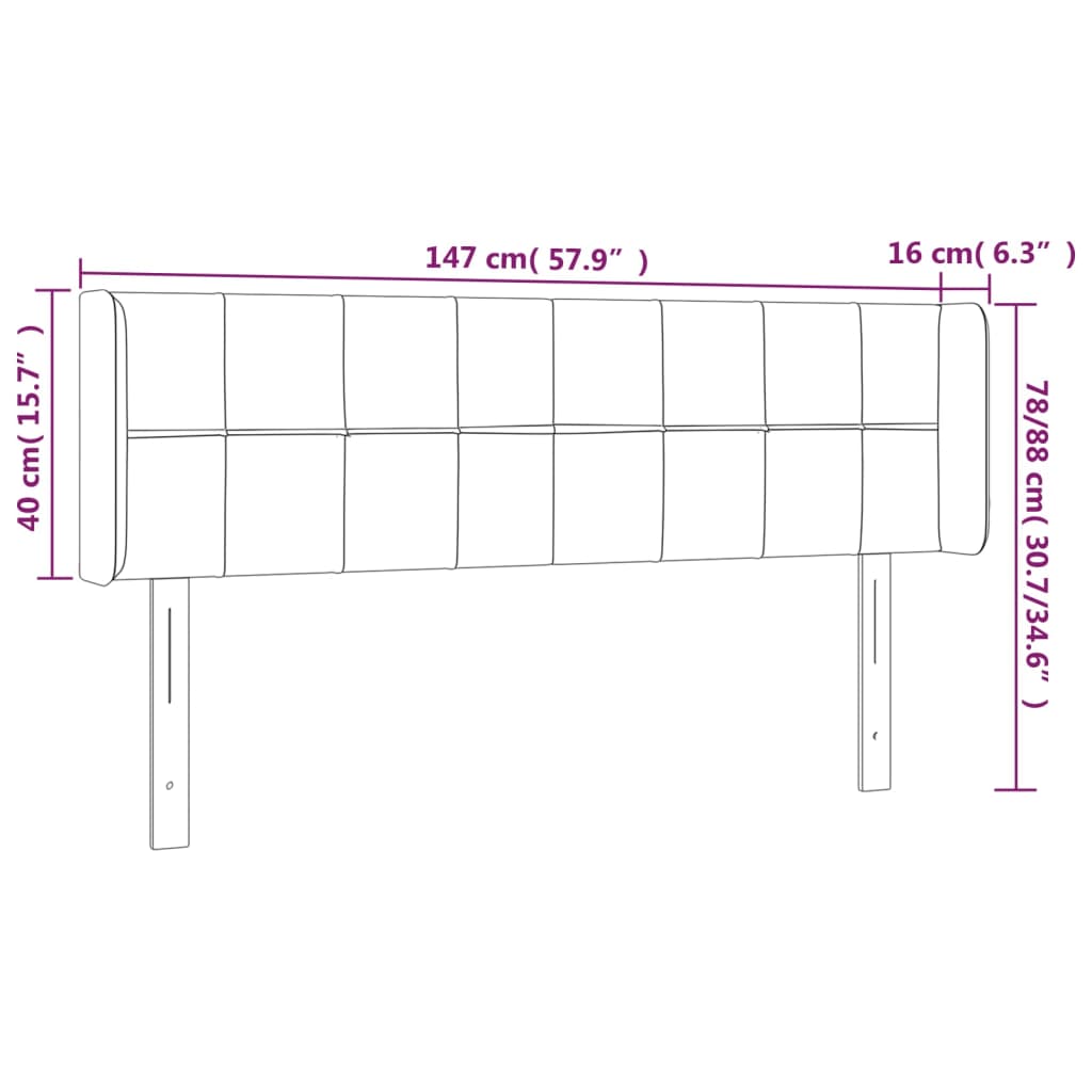 vidaXL Tăblie de pat cu LED, albastru închis, 147x16x78/88 cm, catifea