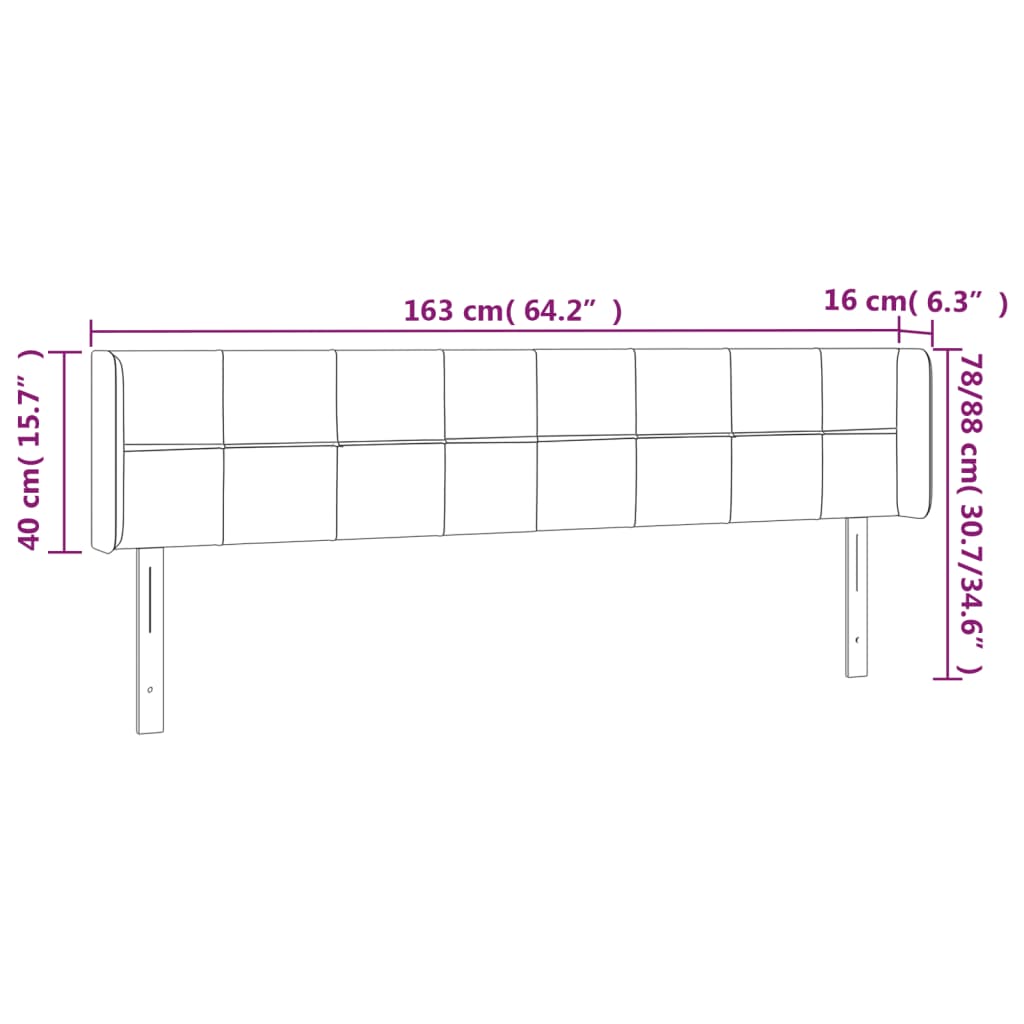 vidaXL Tăblie de pat cu LED, albastru închis, 163x16x78/88 cm, catifea