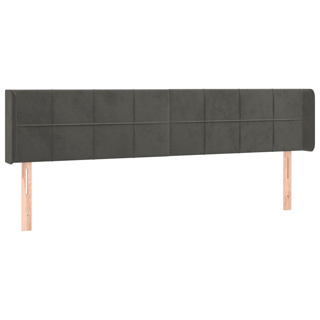 vidaXL Tăblie de pat cu LED gri închis 183x16x78/88 cm catifea vidaXL Tăblie de pat cu LED gri închis 183x16x78/88 cm catifea