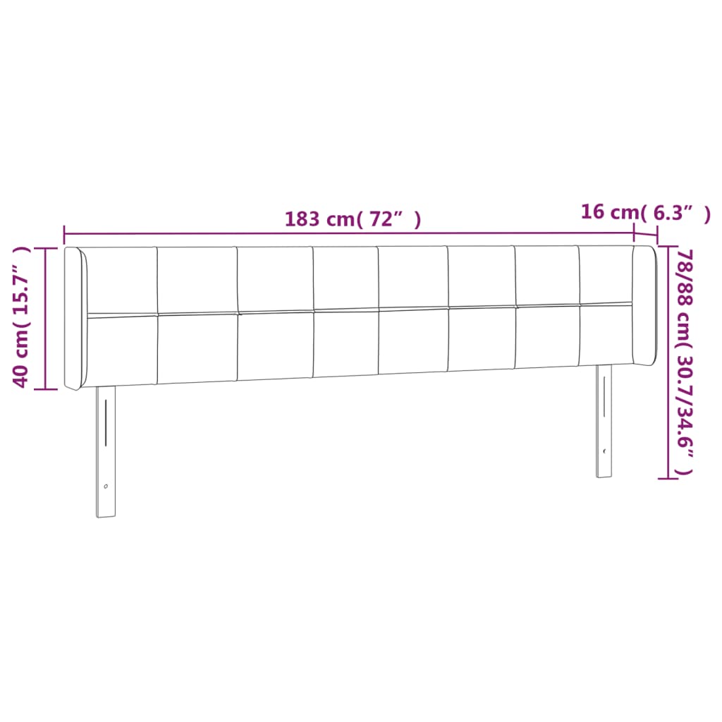 vidaXL Tăblie de pat cu LED gri închis 183x16x78/88 cm catifea vidaXL Tăblie de pat cu LED gri închis 183x16x78/88 cm catifea