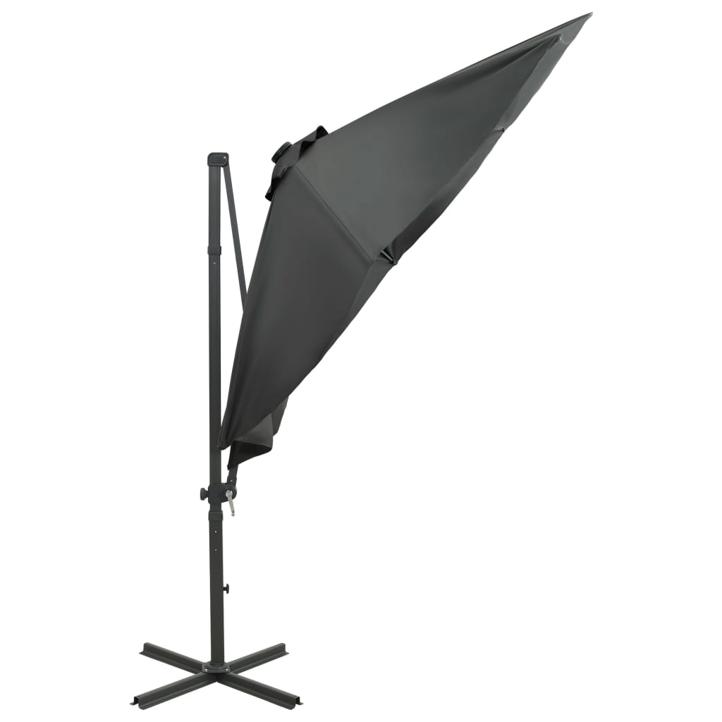 vidaXL Umbrelă în consolă cu stâlp și LED-uri, antracit, 300 cm