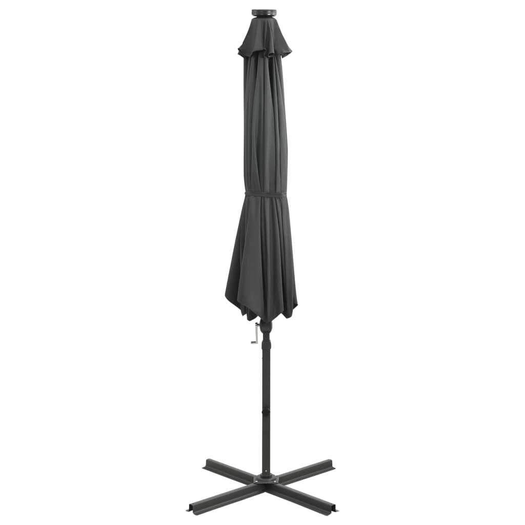 vidaXL Umbrelă în consolă cu stâlp și LED-uri, antracit, 300 cm