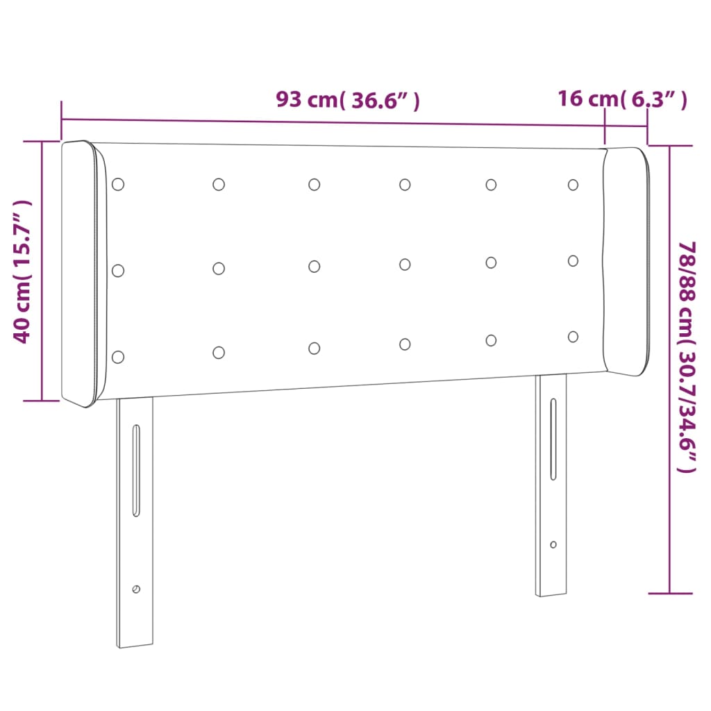 vidaXL Tăblie de pat cu LED, crem, 93x16x78/88 cm, piele ecologică vidaXL Tăblie de pat cu LED, crem, 93x16x78/88 cm, piele ecologică
