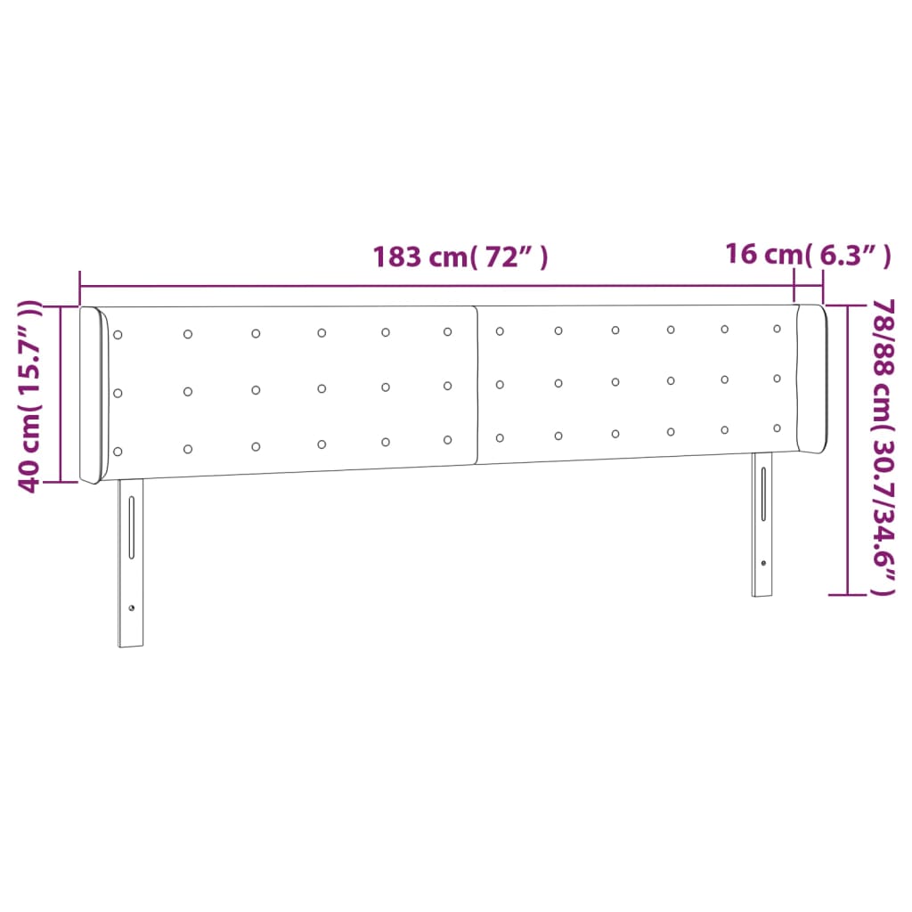 vidaXL Tăblie de pat cu LED, alb, 183x16x78/88 cm, piele ecologică vidaXL Tăblie de pat cu LED, alb, 183x16x78/88 cm, piele ecologică