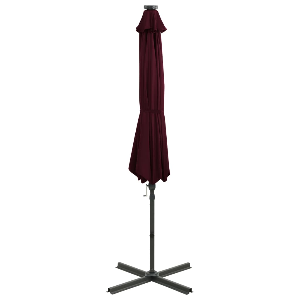 vidaXL Umbrelă în consolă cu stâlp și LED-uri, roșu bordo, 300 cm