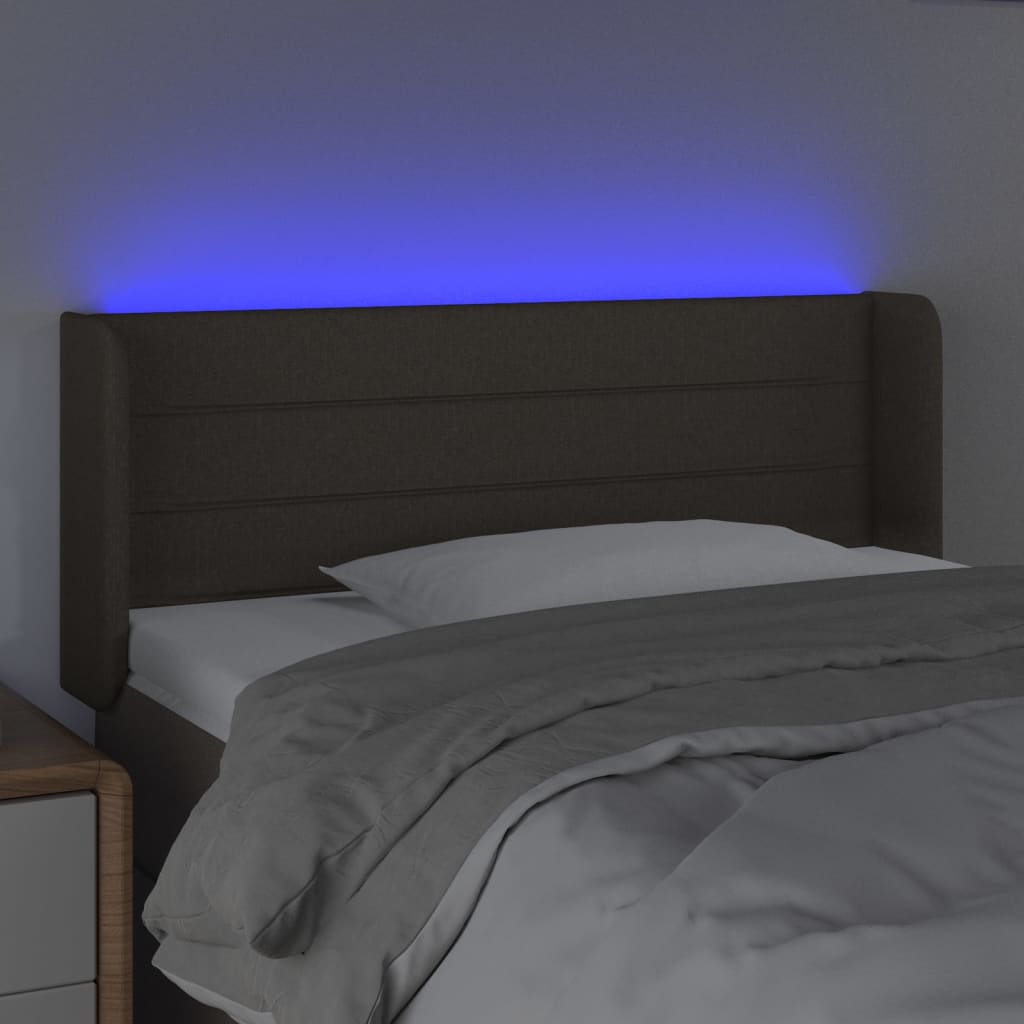 vidaXL Tăblie de pat cu LED, gri taupe, 83x16x78/88 cm, textil vidaXL Tăblie de pat cu LED, gri taupe, 83x16x78/88 cm, textil