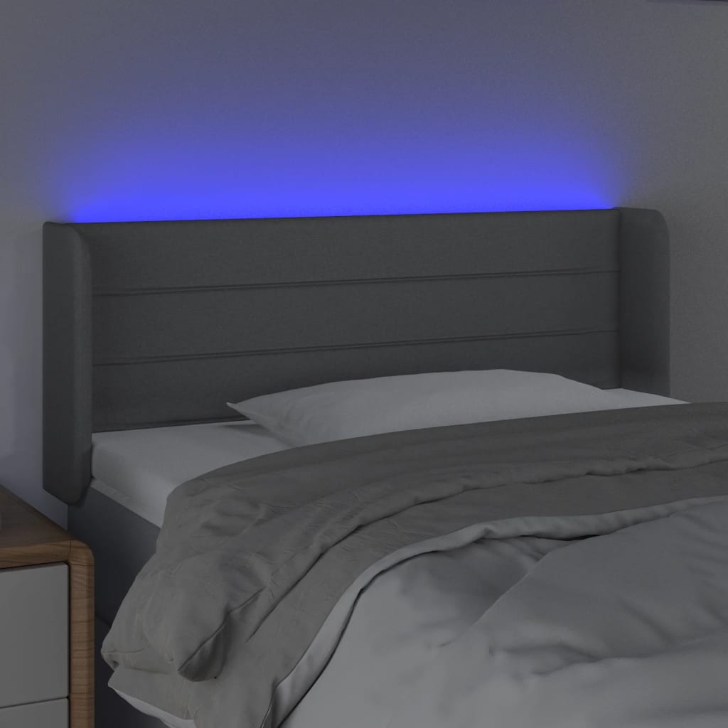 vidaXL Tăblie de pat cu LED, gri deschis, 103x16x78/88 cm, textil