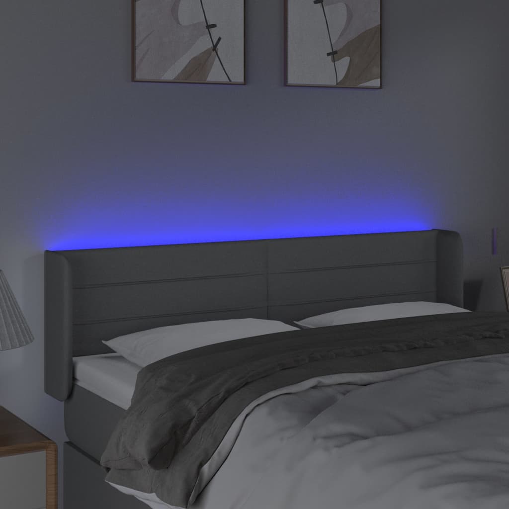 vidaXL Tăblie de pat cu LED, gri deschis, 147x16x78/88 cm, textil vidaXL Tăblie de pat cu LED, gri deschis, 147x16x78/88 cm, textil