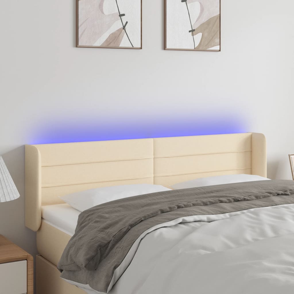 vidaXL Tăblie de pat cu LED, crem, 147x16x78/88 cm, textil vidaXL Tăblie de pat cu LED, crem, 147x16x78/88 cm, textil