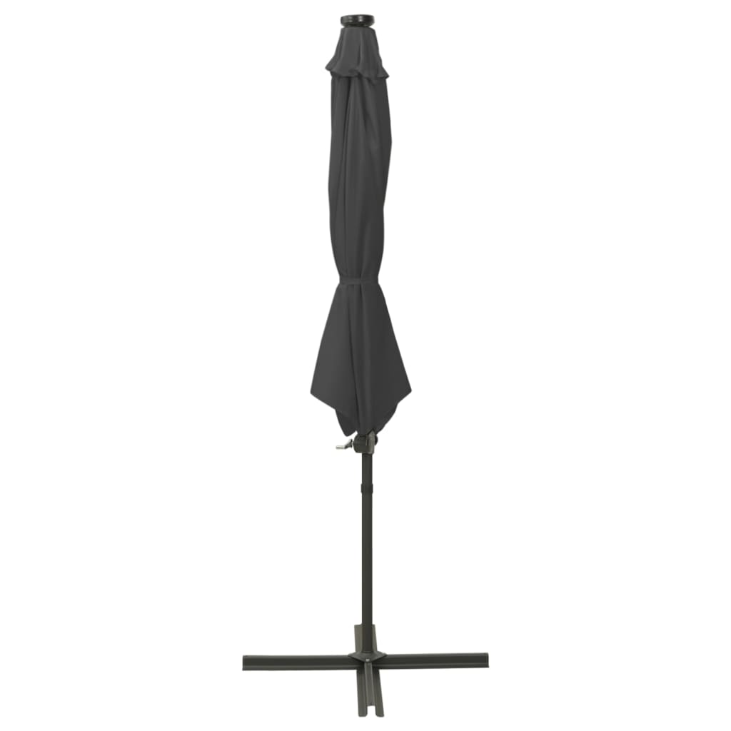 vidaXL Umbrelă în consolă cu stâlp și LED-uri, antracit, 300 cm
